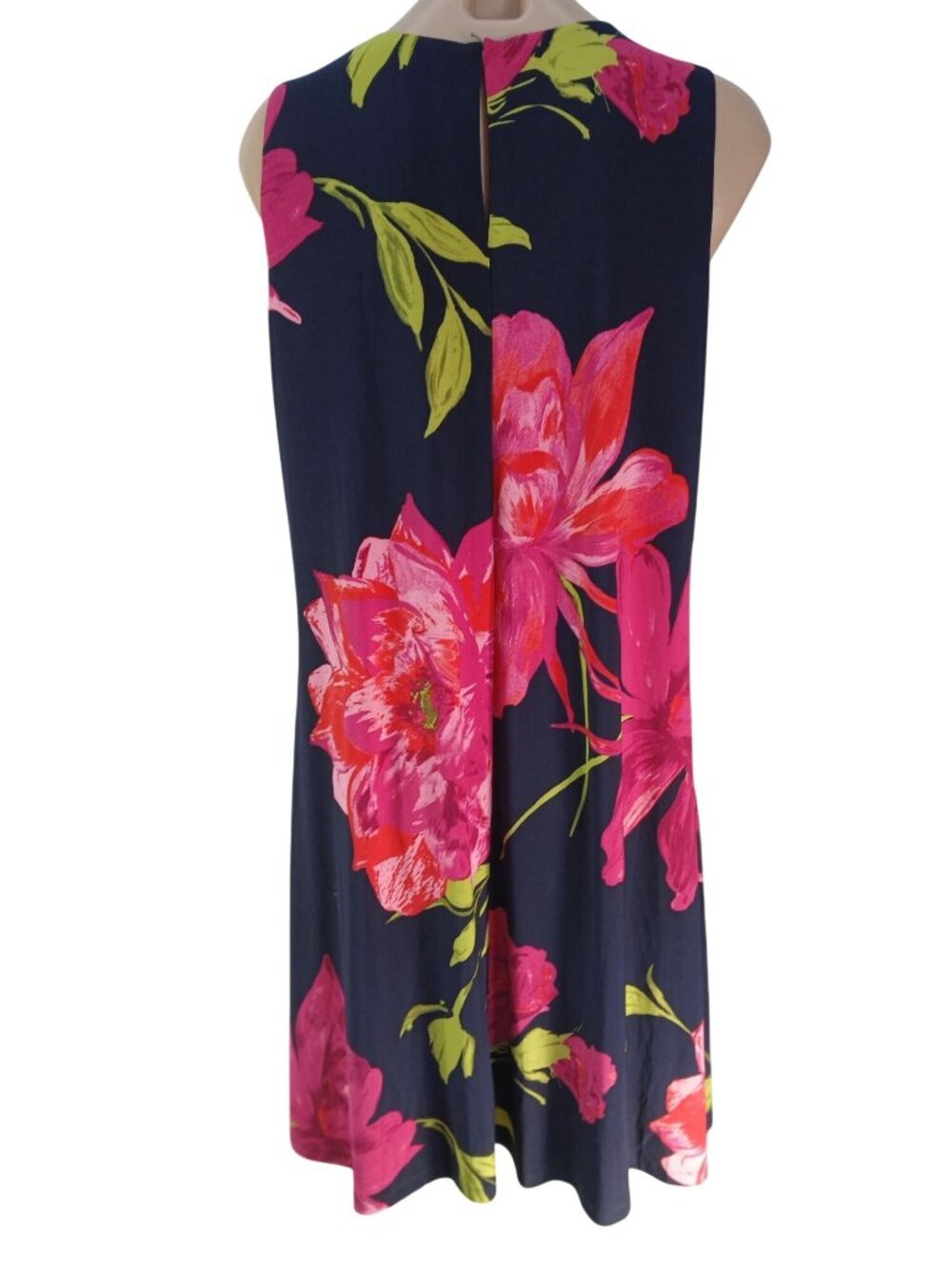 Anne Klein Womens Navy Multicolor Dress Size 12 Sleeveless Floral A Line - Picture 5 of 15